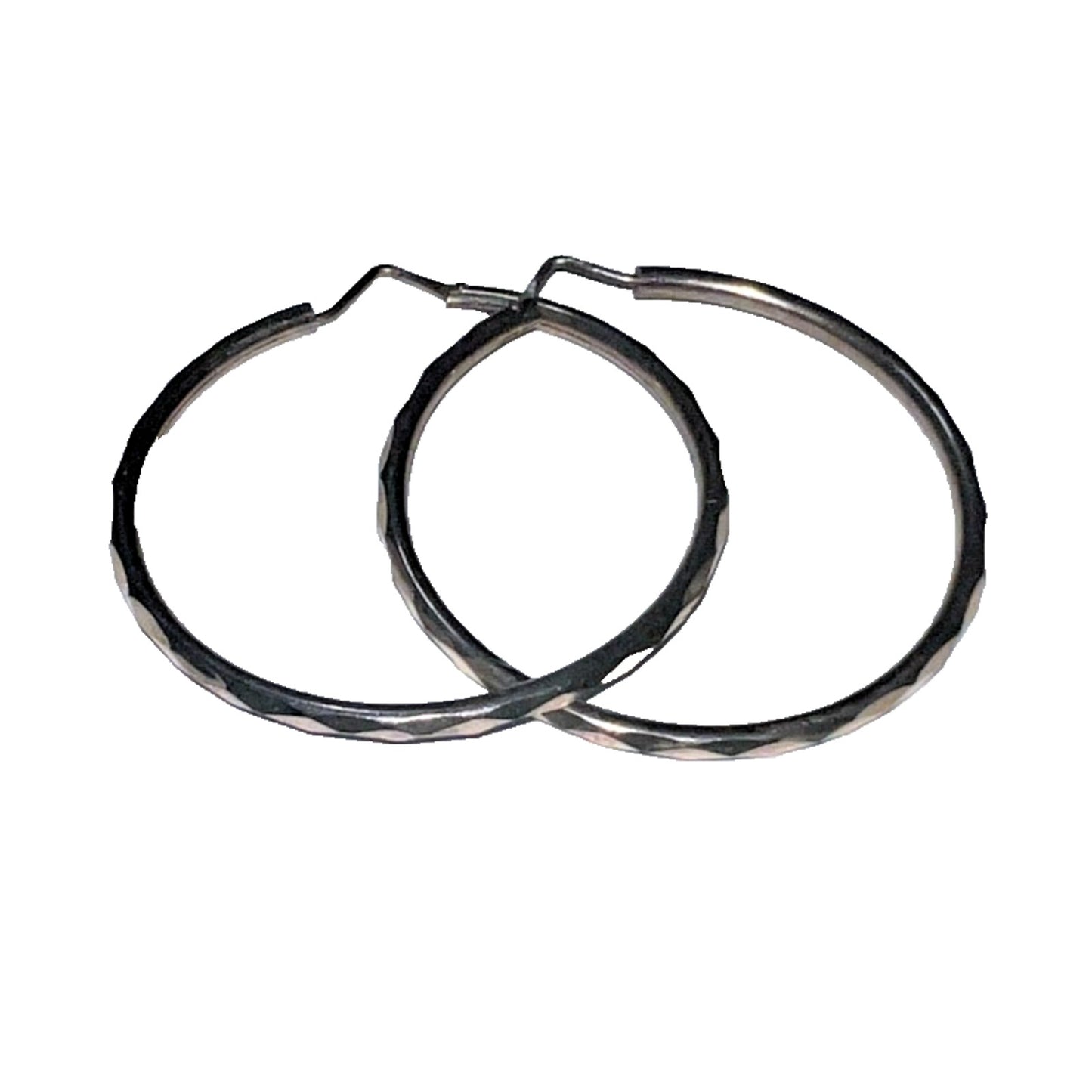 Editoral Hammered Hoop Earrings – – 925 Sterling Silver 1.75” - 6g