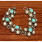 Vintage Mexico Silver Turquoise Cluster Bracelet 7.25” 21g Pre Eagle Sterling