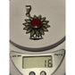 Vintage Sterling Silver Sun Pendant Natural Red Jasper Stone 925 16g