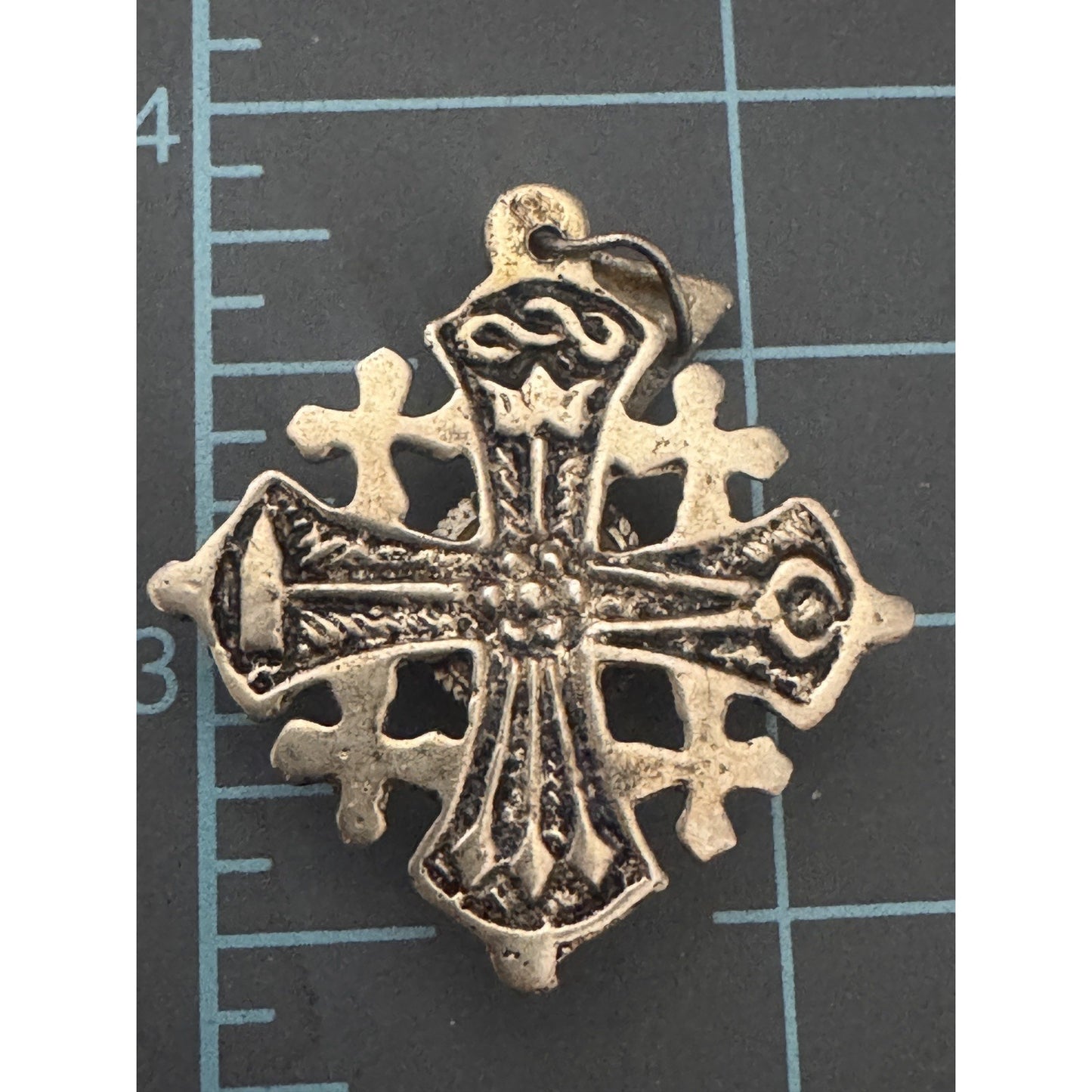 Vintage 935 Sterling Silver Jerusalem Crusaders Israeli Holy Land Cross Pendant