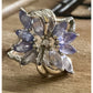 Sterling Silver 925 Lavender Lilac Stone Floral Cluster Ring Marquise Cut Size 7