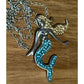 Sterling Silver Mermaid Pendant Blue & Gold Crystal Tail With 21” Necklace 925