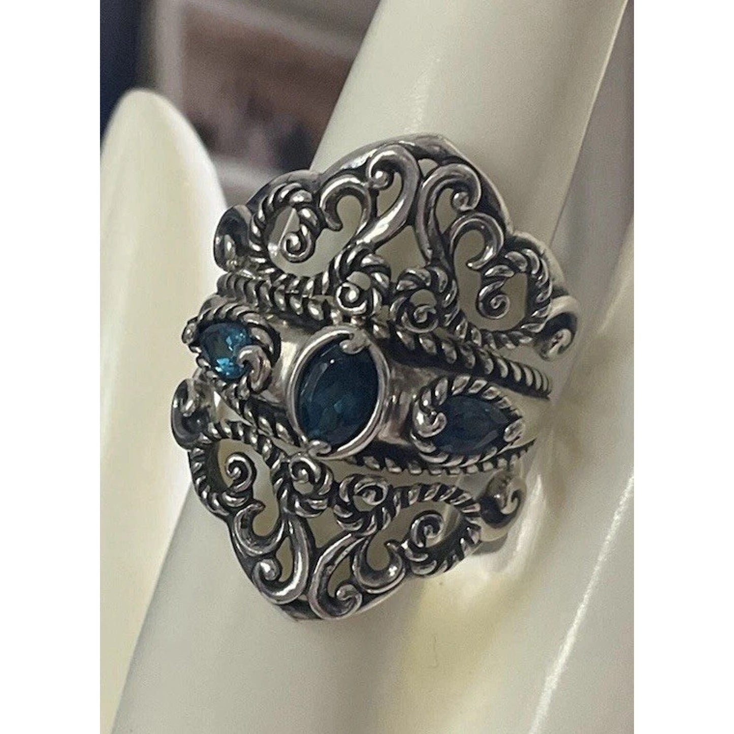 Carolyn Pollack Relios Sterling Silver Blue Gemstone Ring Size 9 Southwestern