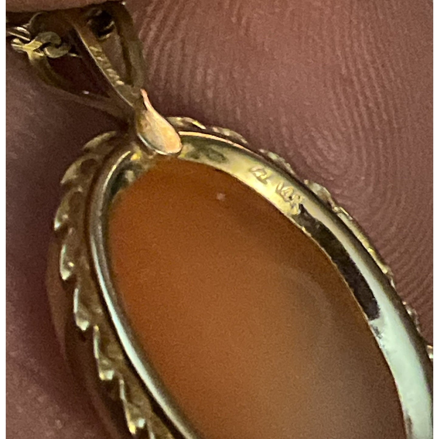 Vintage 14K Solid Gold ZZ Cameo Pendant 2g w/ 20” Italy Danecraft 925 Gold Chain