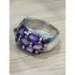 Vintage Sterling Silver 9 Stone Natural Amethyst Cluster Ring Size 6 Wide Band