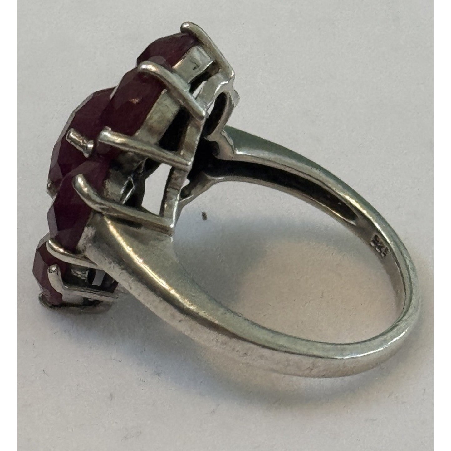 Vintage Ruby Flower Cluster Ring Estate Cocktail Ring Size 7 July Gemstone