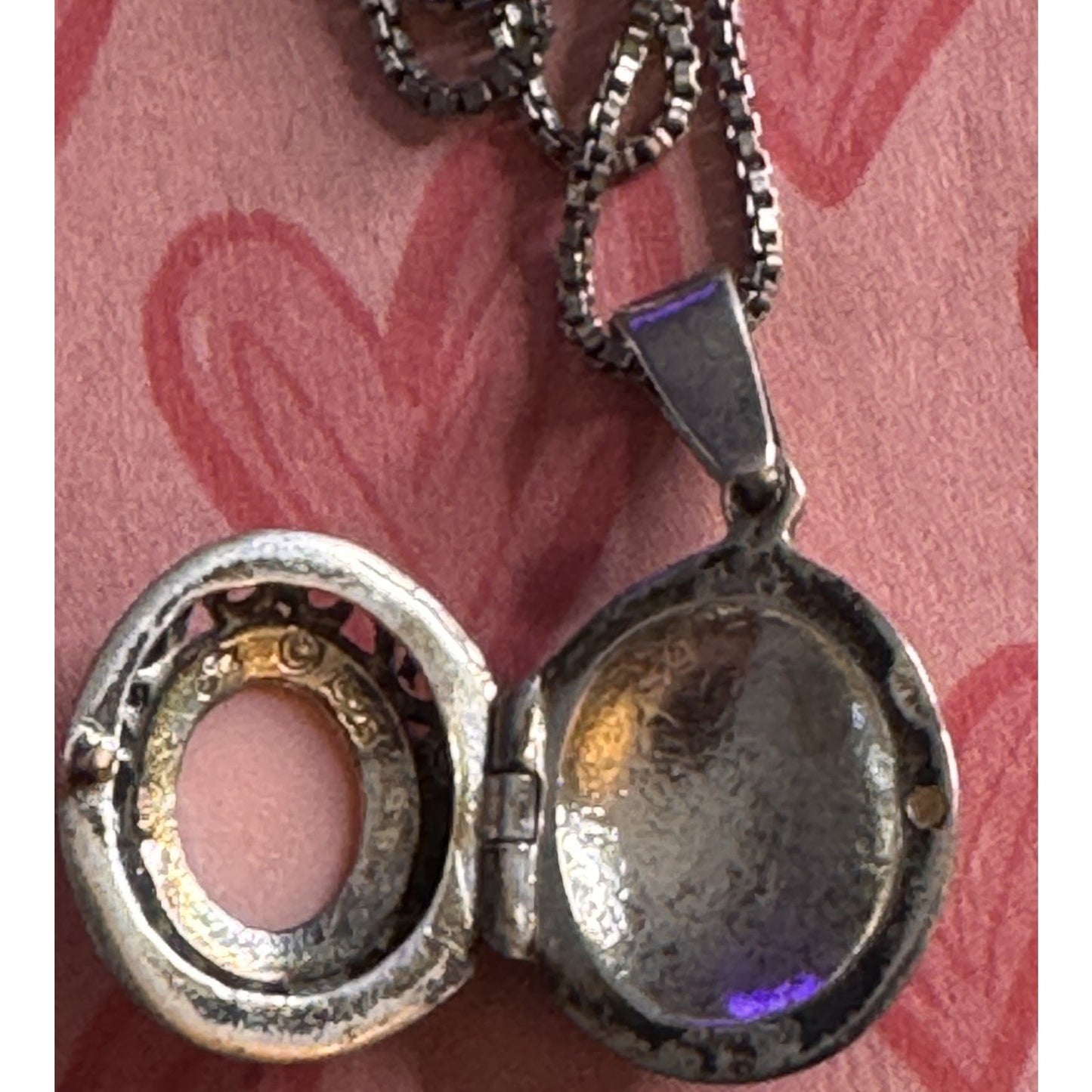 Vintage Sterling 925 Shell Signed Cameo Locket Classical Lady Profile Chain 18”