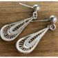 Vintage Sterling Silver Filigree Drop Earrings Dainty Light Teardrop Design