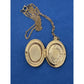 Vintage Gold Tone Cameo Locket Necklace Red White Resin Oval Hinged 18”