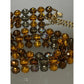 Vintage Signed Joan Rivers Amber Gray Smoky Glass & AB Crystal Bead 32” Necklace
