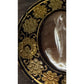 Antique Style Madonna Cameo Brooch Black Gold Floral Damascene Pin