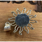 Vintage 925 Mexico Sterling Silver Sun Pendant Pink Cabochon