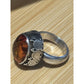 Vintage Artisan Sterling Silver Honey Amber Cabochon Statement Ring Sz 7 80-90s