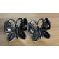 Vintage Sterling Silver Butterfly Heart Mariposa Pierced Earrings Oxidized