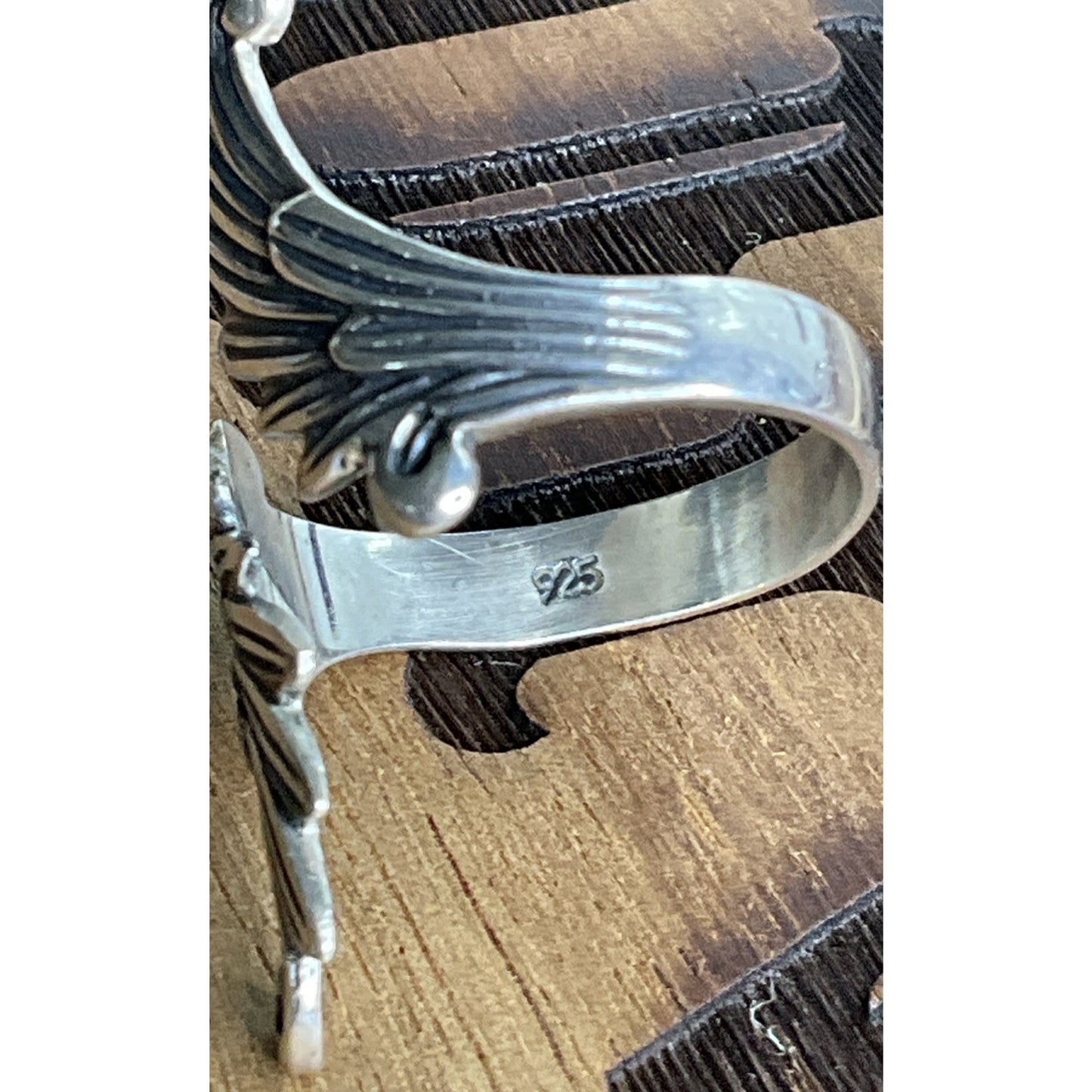 Sterling Silver Angel Wing Wrap Ring Size 8 Feather Gothic Boho