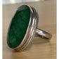 Vintage Large Green Gemstone Sterling Silver Statement Dramatic Ring Size 8
