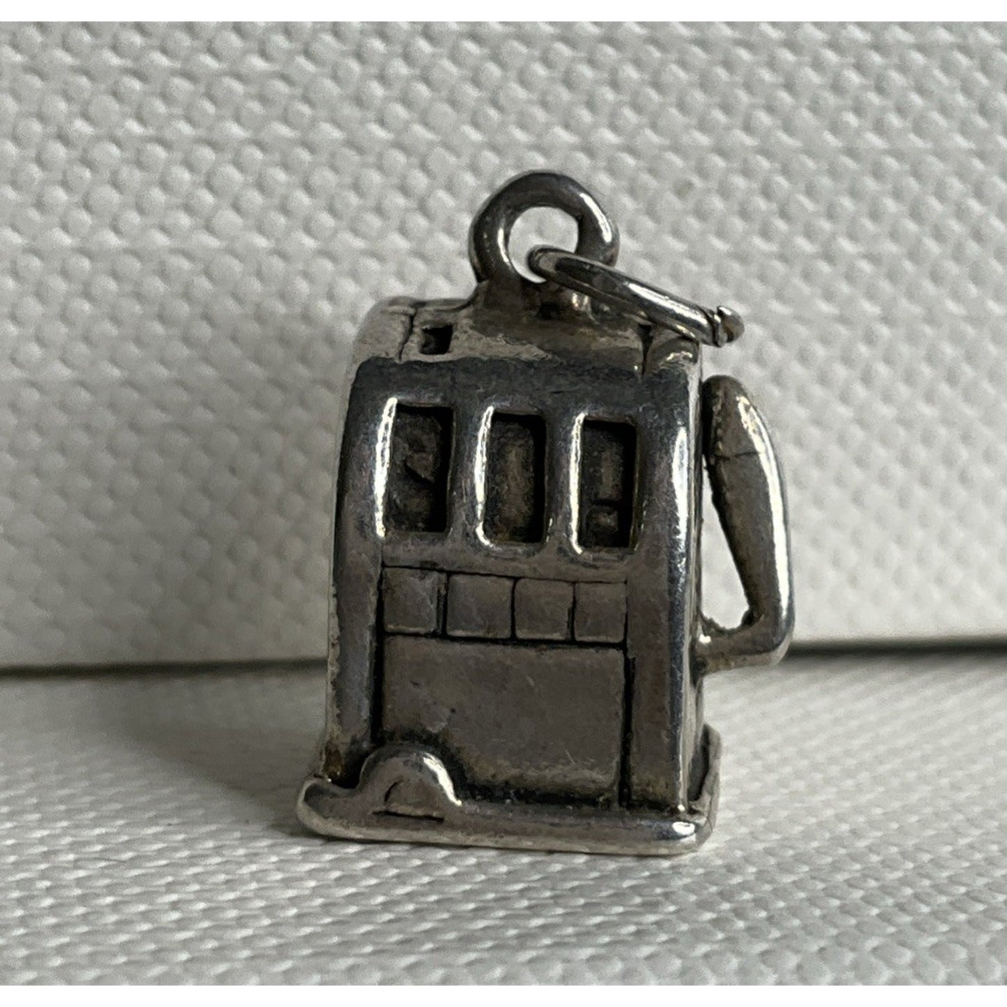 Vintage Sterling Silver Slot Machine Charm Pendant Casino Gambling Theme