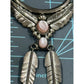 Vintage Navajo Sterling Silver Pink Conch Dangle Feather Necklace Signed S Cline