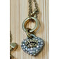 Vintage Juicy Couture Gold Tone Pavé Crystal Crown Heart Toggle 16” Necklace Y2K