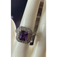 Art Deco FAS 925 Sterling Silver Amethyst CZ Ring Size 8.5 Vintage