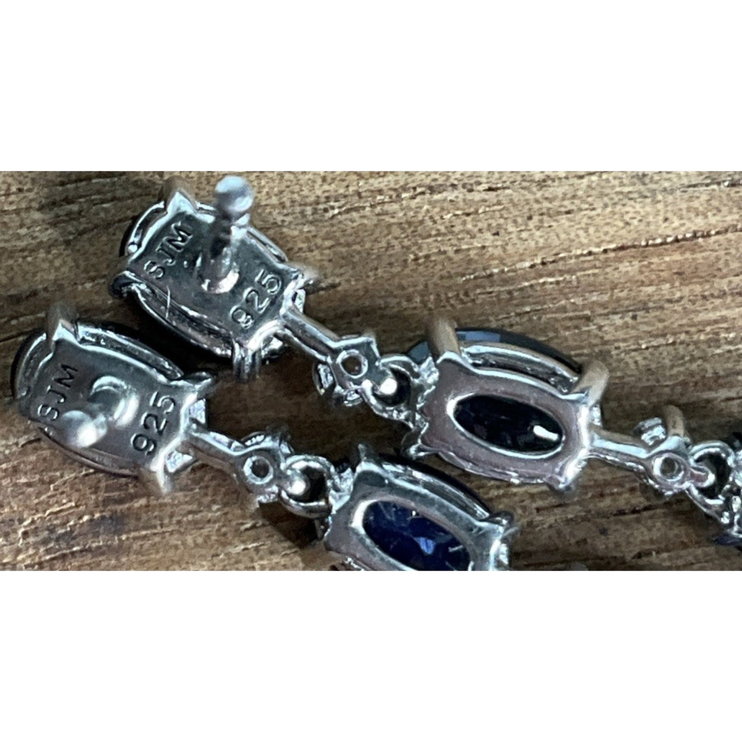 SJM Sterling Silver London Blue Topaz Dangle Drop Earrings White Accent Stones
