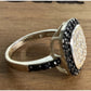 Sterling Silver Black & White CZ Halo Square Cushion Cluster Ring Size 7