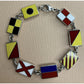 Vintage Sterling Silver Enamel Nautical Signal Flag Bracelet 18g 7.75”