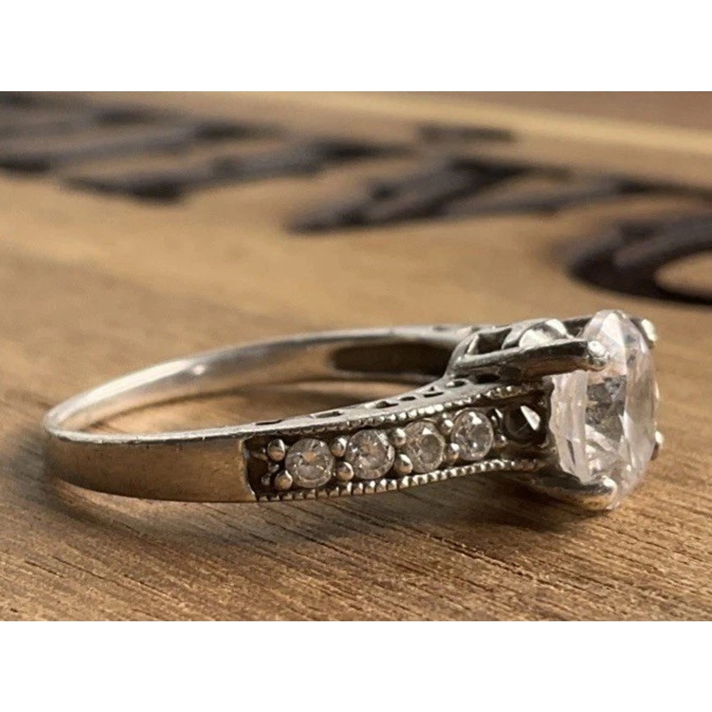 Sterling Silver CZ Engagement Ring Size 8.5 Round Solitaire Bridal Ring 925
