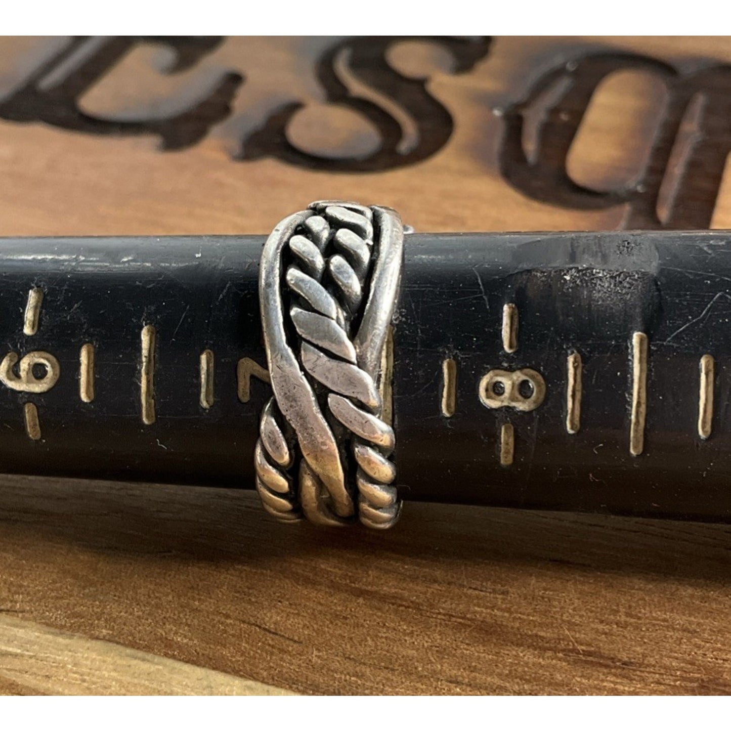 Sterling Silver Braided Wrap Ring Size 7.5 Rope Twist Crossover Statement 925