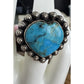 Navajo Kingman Turquoise Heart Sterling Silver Vintage Native American Ring Sz 7