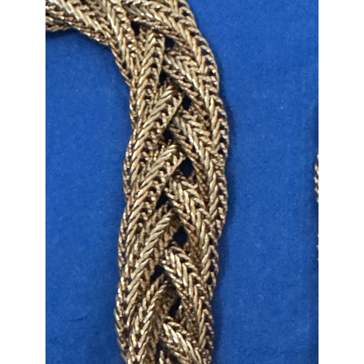 Vintage Wide Gold Tone Woven Braided Mesh Chain Necklace 23.5” 76g, 1970 - 1980s