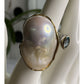 Baroque Pearl & Blue Topaz “Toi et Moi” Sterling Silver Statement Ring Size 5