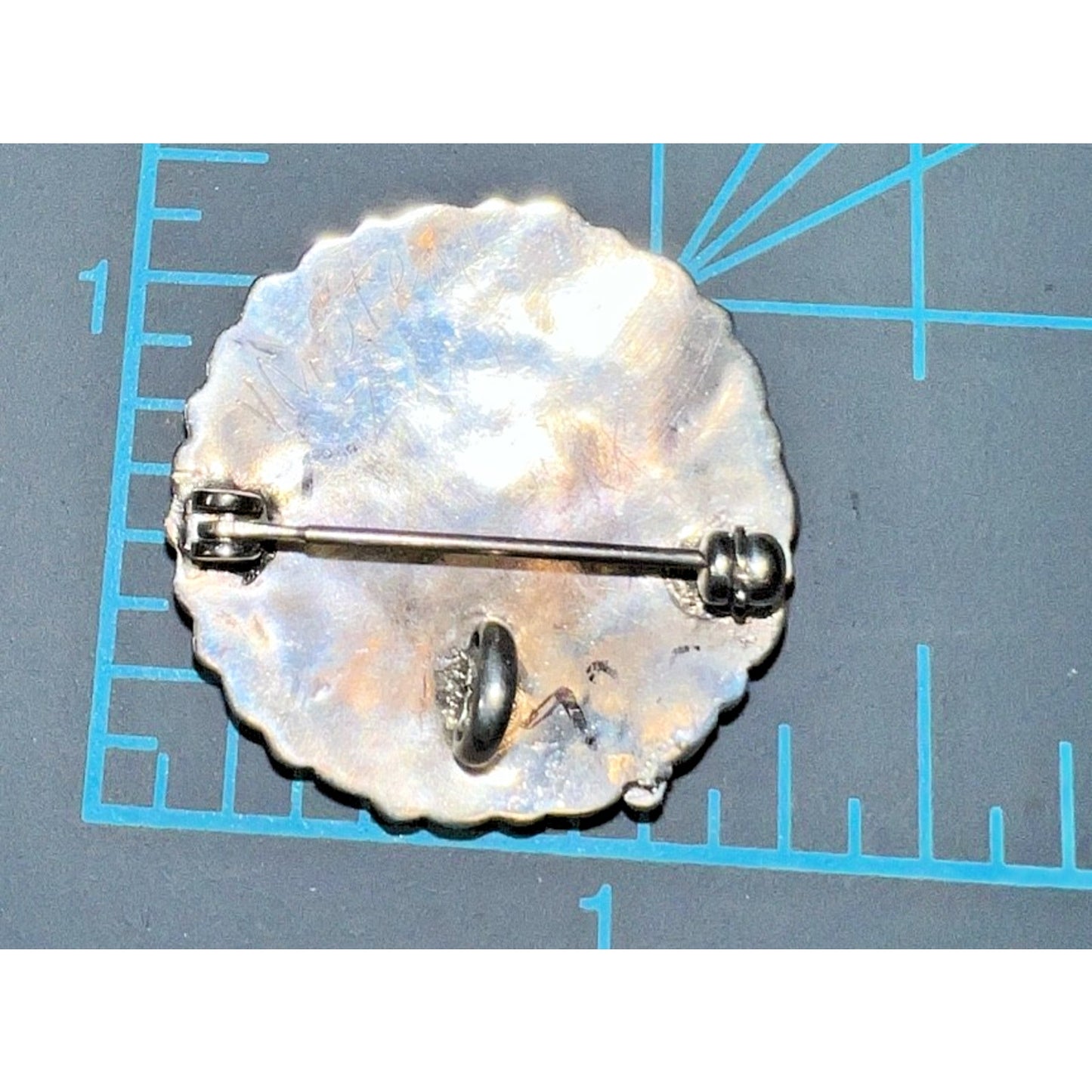 Signed M. Stead Zuni Sterling Silver Turquoise Cluster Pin Pendant Pin Brooch