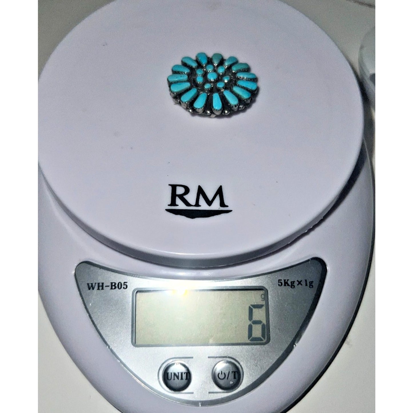 Signed M. Stead Zuni Sterling Silver Turquoise Cluster Pin Pendant Pin Brooch