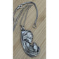 Vintage Italian Madonna Virgin Mary Pendant with Italy Sterling Silver Necklace