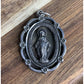 Vintage Sterling Silver Miraculous Mary Pendant Ornate Frame Catholic Charm