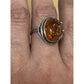 Vintage 925 Baltic Amber Cognac Sterling Silver Ring Size 7.5 Statement Ring