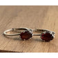 Sterling Silver Garnet Dangle Earrings Red January Birthstone Drop Signed R 925