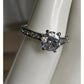 SU Sterling Silver Glass Solitaire Ring Moissanite Accents Size 6.5