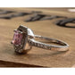 Sterling Silver Pink Stone Halo Ring Size 6 Princess Cut Engagement Style 925