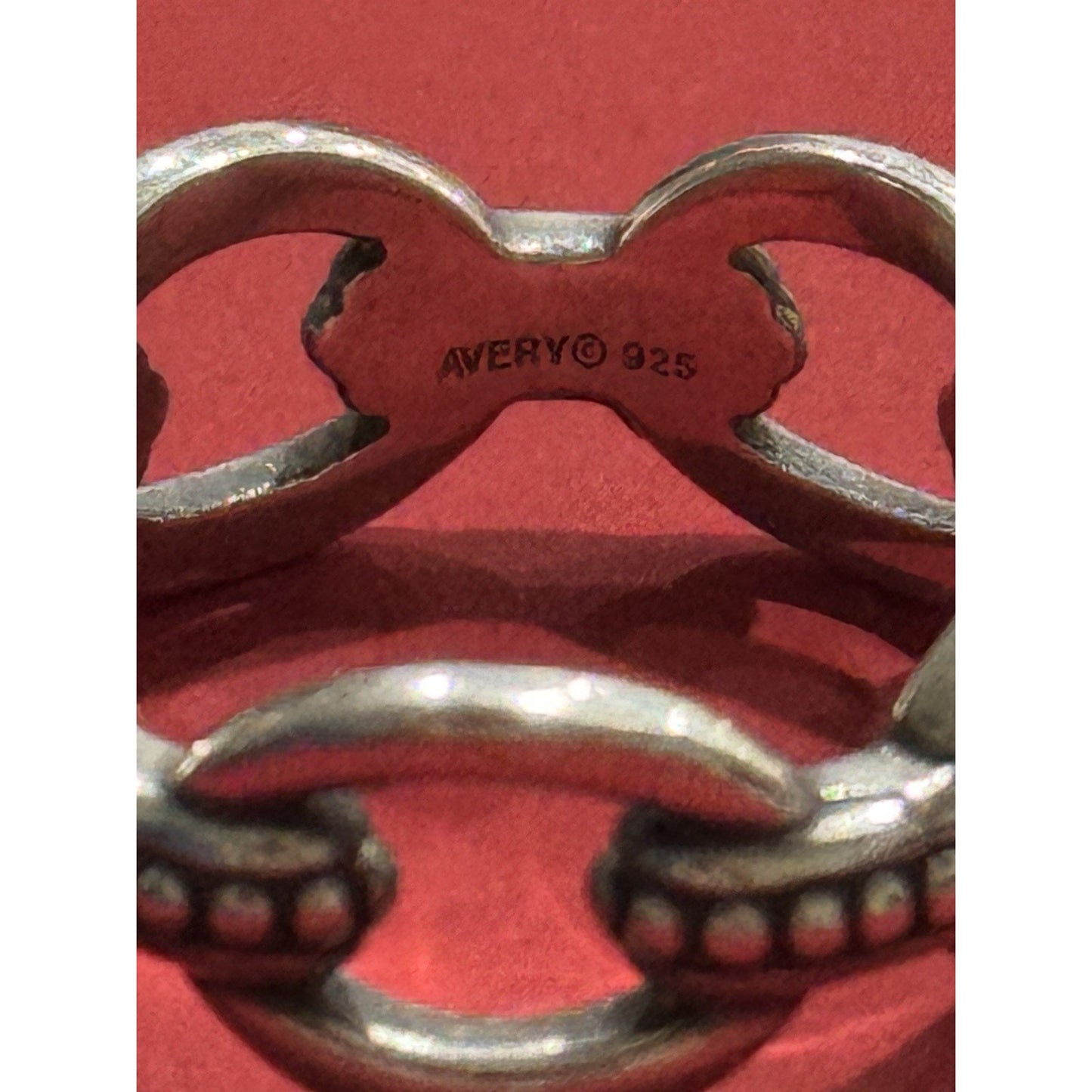 James Avery Retired Sterling Silver Beaded Connected Links Ring Size 9 Pre-Owned