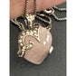 Vintage 925 Sterling Silver Rose Quartz Heart With Crystals and 17” Necklace