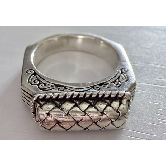 Vintage Brighton 925 Sterling Silver Woven Basket Weave Ring Statement Size 6