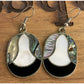 Vintage Alpaca Sterling Silver Mother of Pearl Abalone Inlay Dangle Earrings