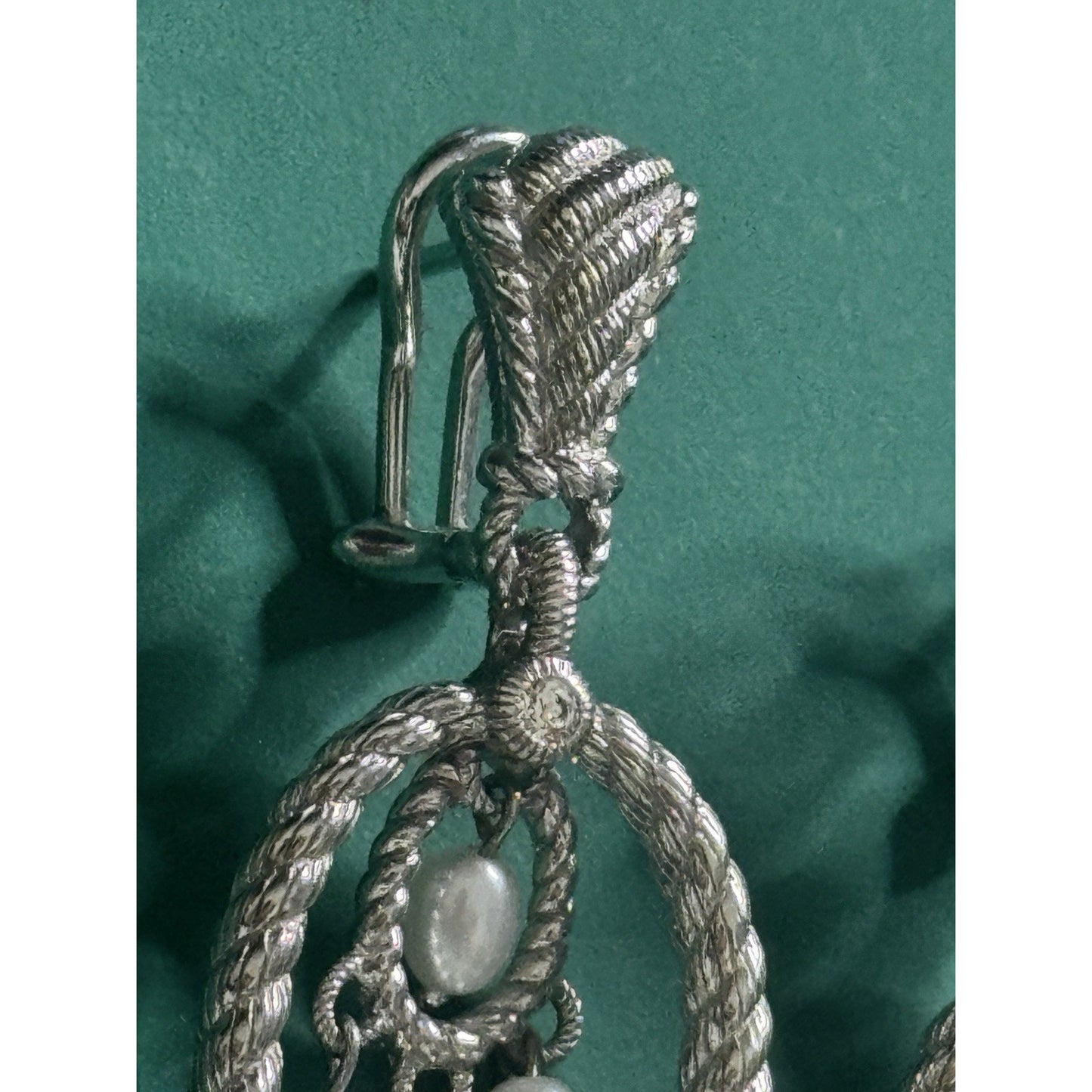Vintage Judith Ripka 925 Sterling Silver Pearl Chandelier Drop Earrings 14.6g