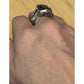 Vintage 18K GE Black Faceted Stone Cocktail Ring Gothic Victorian Revival Sz 8.5