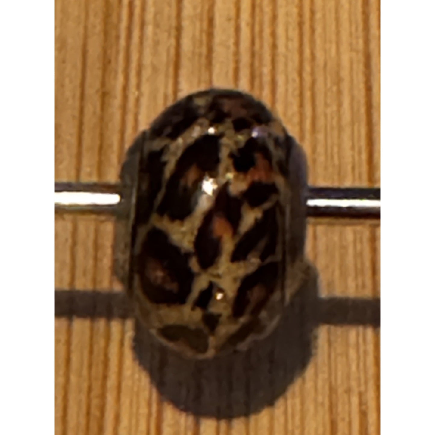 Sterling Silver MA Michael Anthony ITALY MURANO Bracelet Leopard Glass Bead