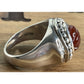 Vintage Doug Paulus DP India Sterling Silver Round Beaded Carnelian Ring Sz 6.5