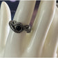 Vintage Sterling Silver Octopus Tentacle Ring Size 10 Black Onyx Stone Ocean