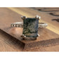 Vintage Sterling Silver Moss Agate Ring Size 8 Emerald Cut Dendritic Style 925